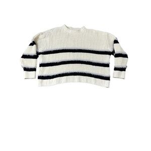 Planet Gold Size XL Women's Crew Neck Sweater‎ Short Waisted Striped